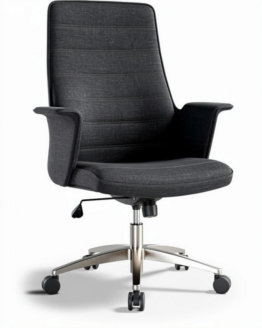 Chaise de bureau en tissu gris foncé avec accoudoirs et roulettes 60 x 60 x 100cm