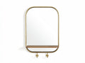 Miroir arqué avec étagère en bois et supports en métal doré 60 x 40 x 5cm