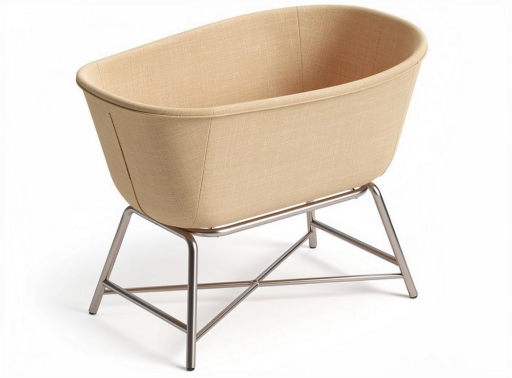 Berceau en tissu beige avec structure en métal dimensions 80 x 40 x 25cm