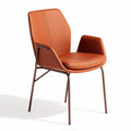 Chaise en cuir orange au design moderne avec structure en métal 55 x 55 x 80cm
