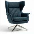 Fauteuil pivotant en tissu bleu avec accoudoirs et piètement en métal 80 x 80 x 100cm