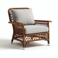 Chaise en rotin tressé avec coussin gris 80 x 80 x 85cm pour intérieur et extérieur