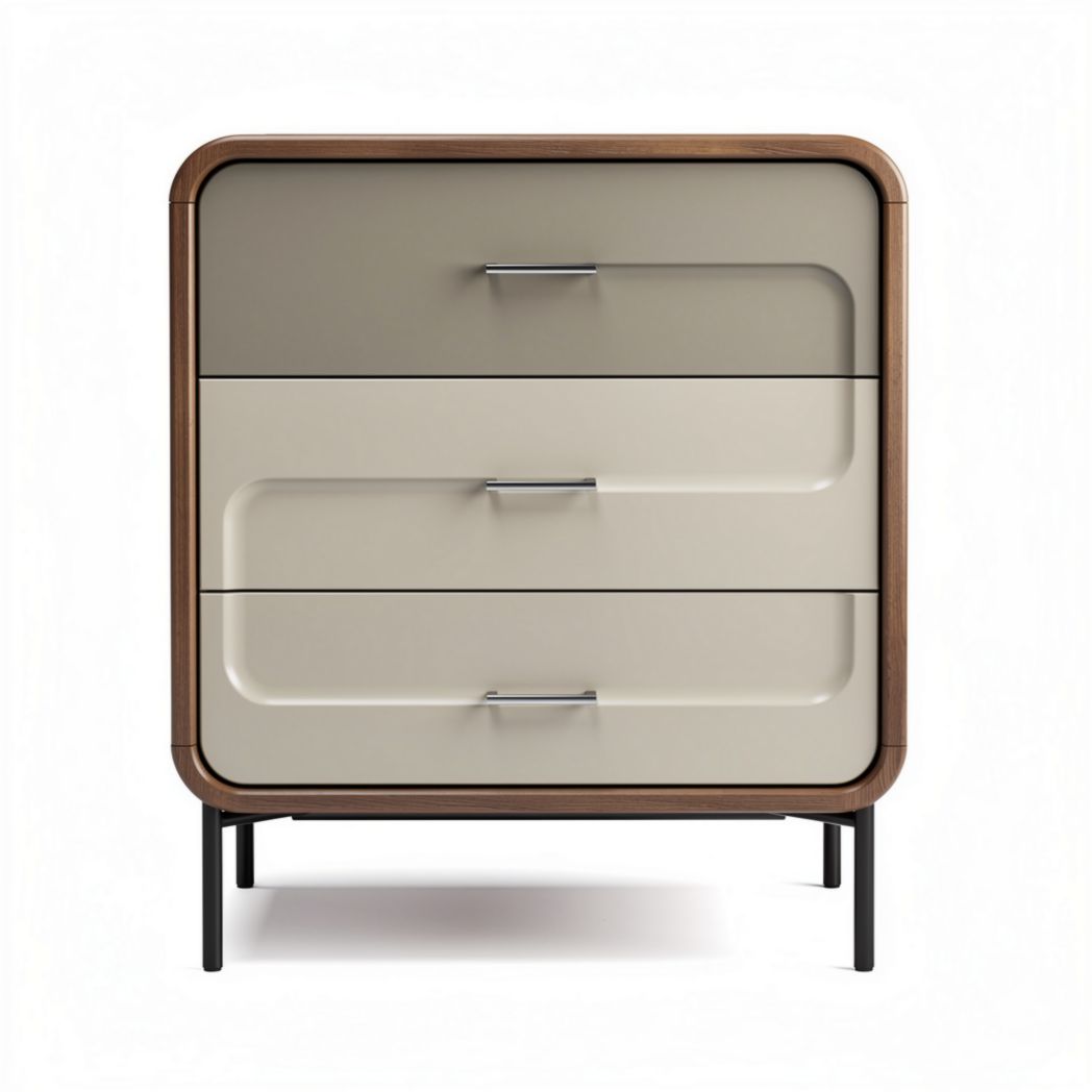 Commode moderne en bois et métal avec trois tiroirs 60 x 40 x 80cm
