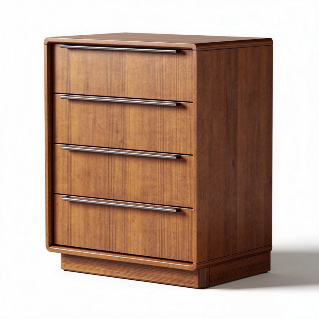 Commode en bois avec quatre tiroirs en finition chêne 60 x 45 x 90cm