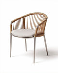 Chaise en métal et rotin tressé avec coussin amovible 75 x 70 x 70cm