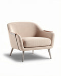 Fauteuil en tissu beige avec accoudoirs en bois dimensions 80 x 80 x 75cm