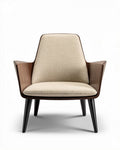 Fauteuil en bois et tissu beige dimensions 75 x 80 x 90cm pour salon
