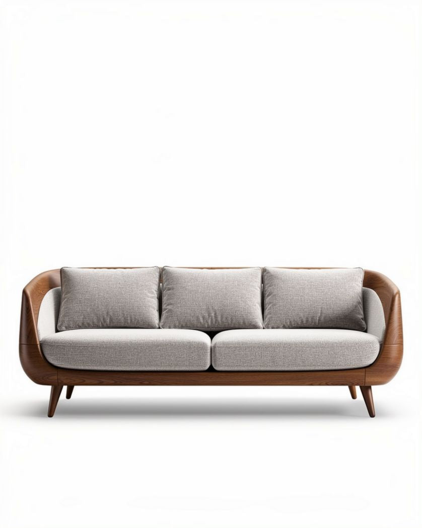 Canapé moderne en bois et tissu gris dimensions 200 x 80 x 90cm